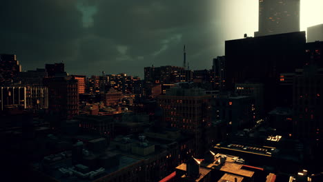 dark and stormy cityscape at night