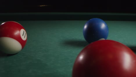 pool table scene with balls in motion