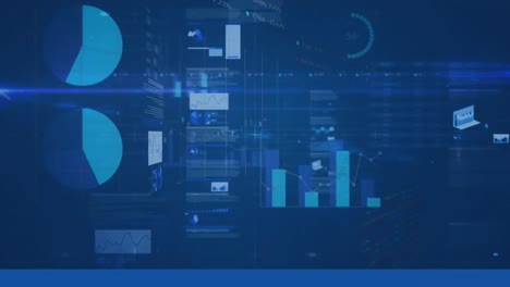 animación del procesamiento de datos financieros y el registro estadístico