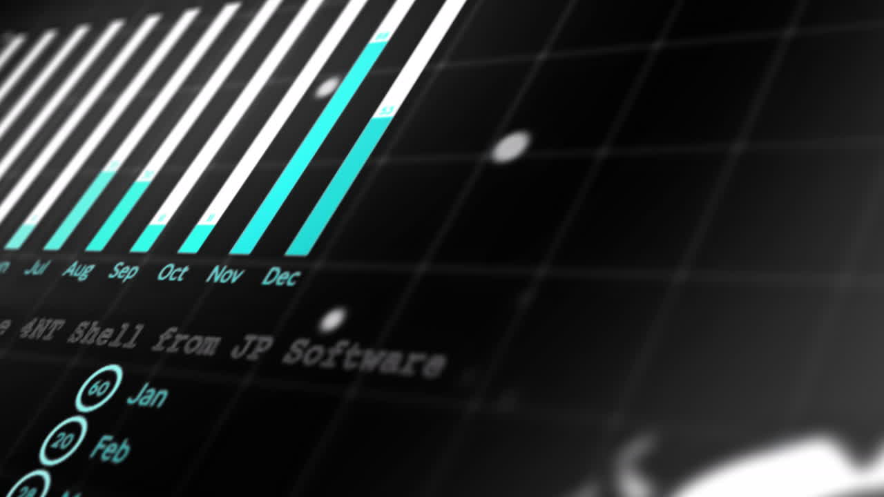 animación del procesamiento de datos y la cuadrícula sobre fondo negro