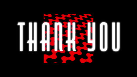 digital animation of thank you text against red banner on black background