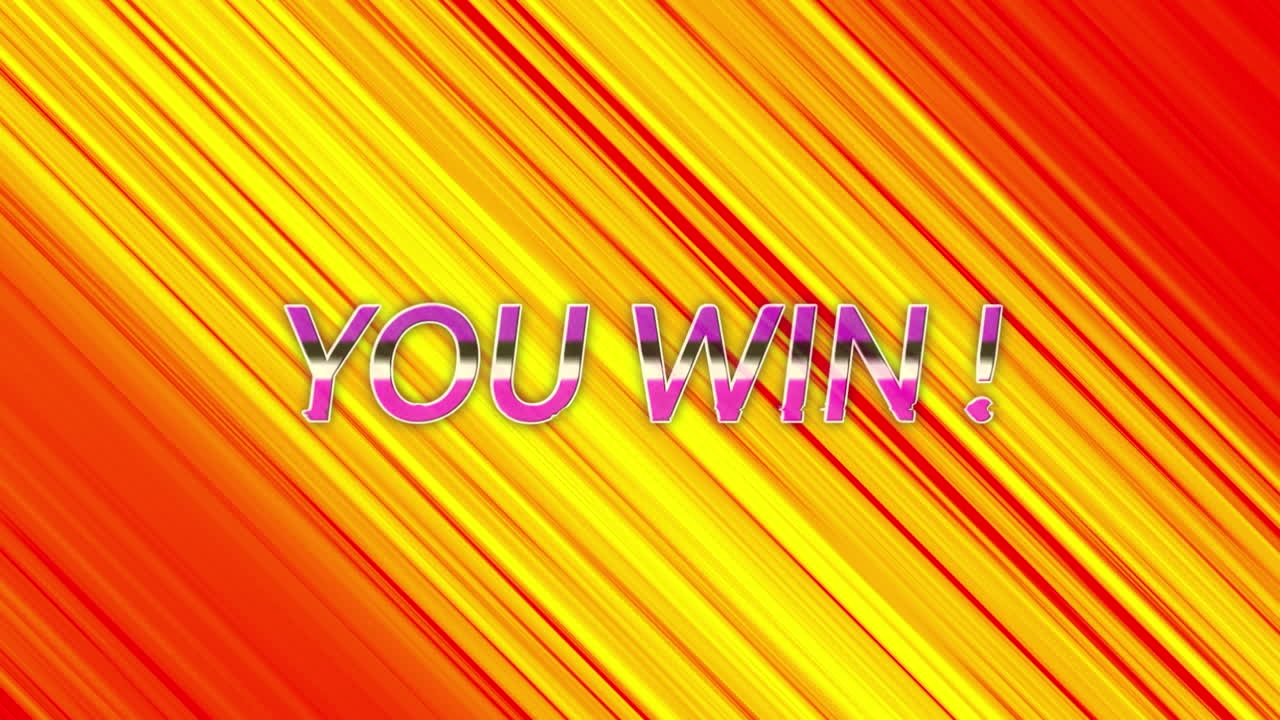 디지털 애니메이션에서 노란색과 오렌지색 줄무 바탕에 텍스트를 찍고, 스페이스를 복사합니다.