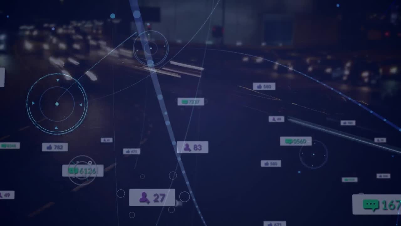 도로 위의 미디어 아이콘의 애니메이션