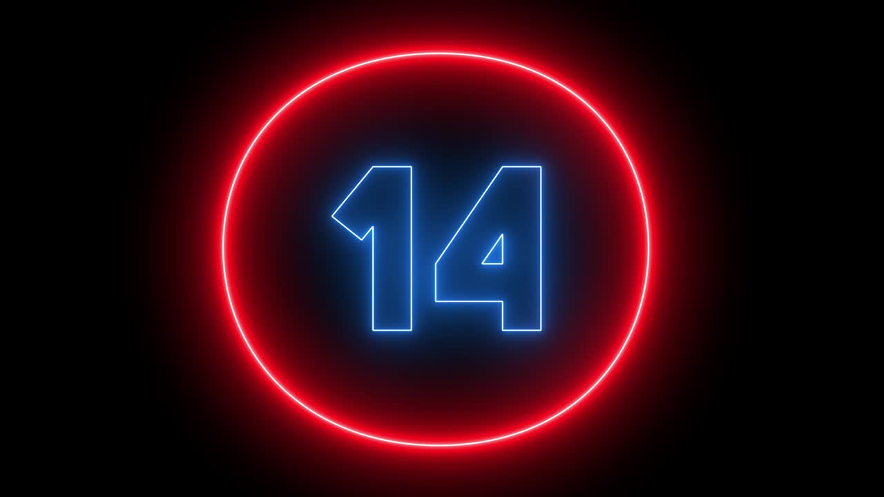 Neon shiny countdown seconds