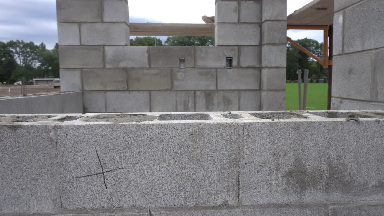 신선한 그라우트 작업 후 벽의 매끄러운 마무리 추적