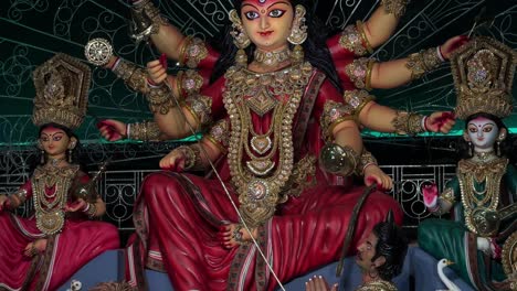 beautiful goddess durga at one of the famous pandal in kolkata.