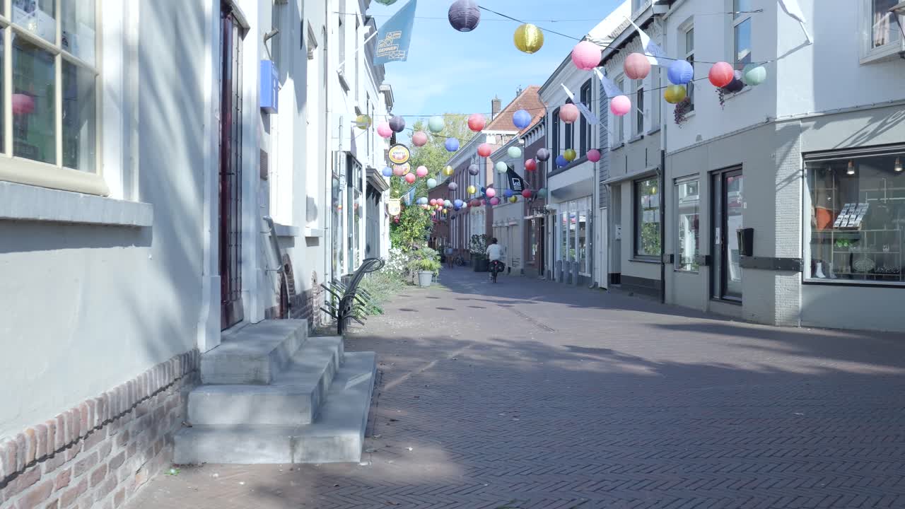 Street view with colorful lanterns