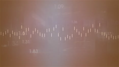 animación de números cambiantes y procesamiento de datos contra el punto de luz azul sobre fondo gris