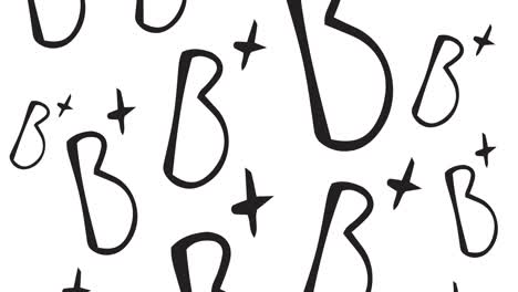 Animation-Von-Buchstaben-B-Symbolen,-Die-Sich-Auf-Weißem-Hintergrund-Bewegen