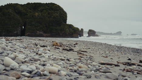 rocky beach scene with dramatic waves