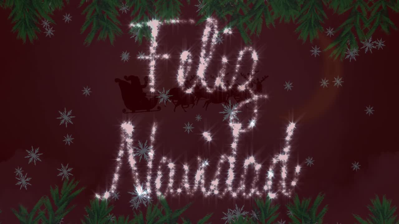 animación de saludos de navidad texto sobre santa claus con decoración de navidad.