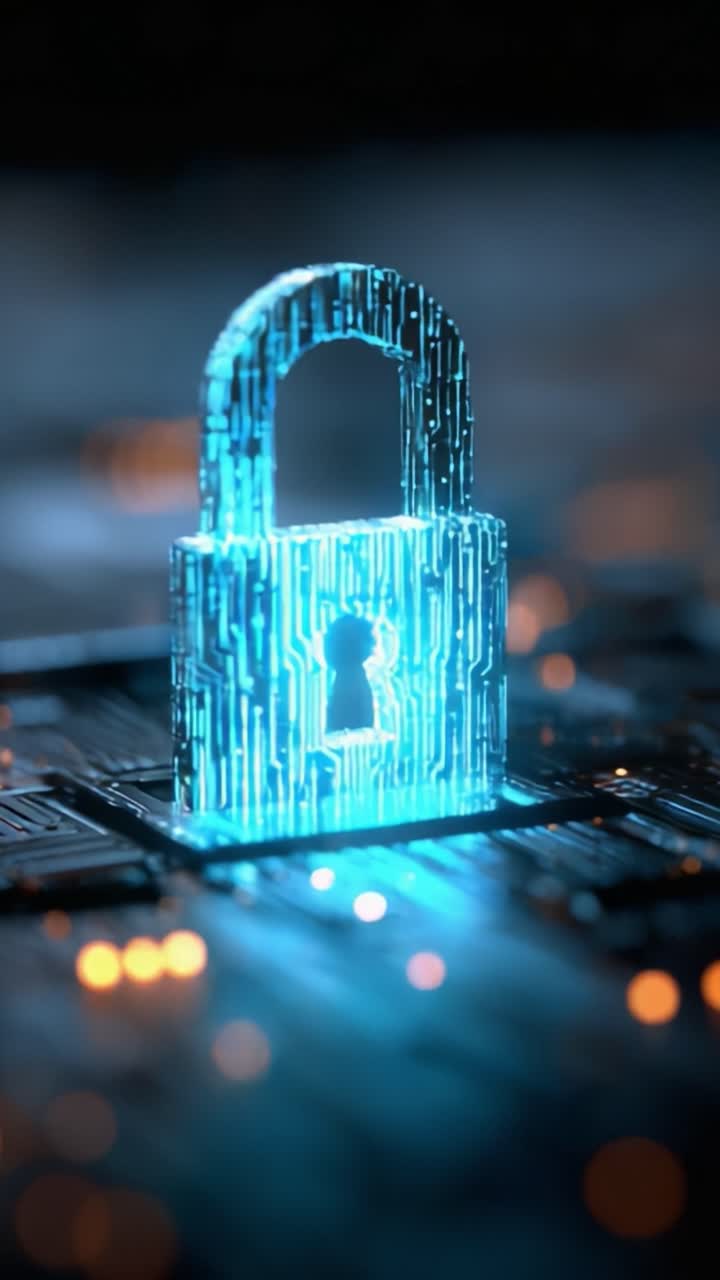 A Digital Lock Symbolizing Cybersecurity: Explore the Intricacies of Secure Data Protection with an Emphasis on Technological Advancements and Encryption Techniques