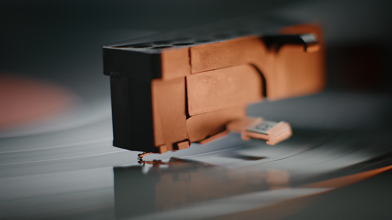 Record Player Needle on Vinyl Record