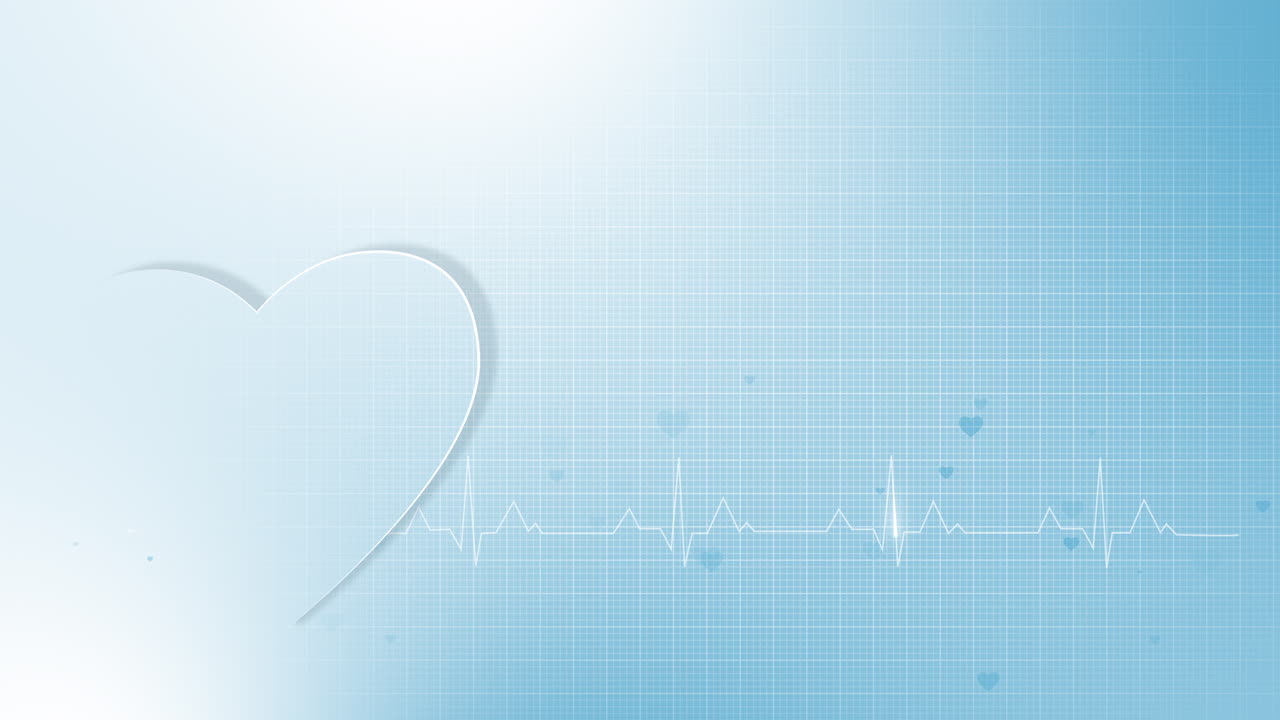 Blue abstract background health care and medical topics. Animation of cardiogram heart. Copy space. Loop motion graphic.