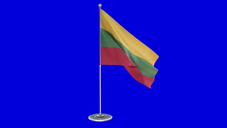 lithuania 3d illustration of the waving flag on a pole with chroma key