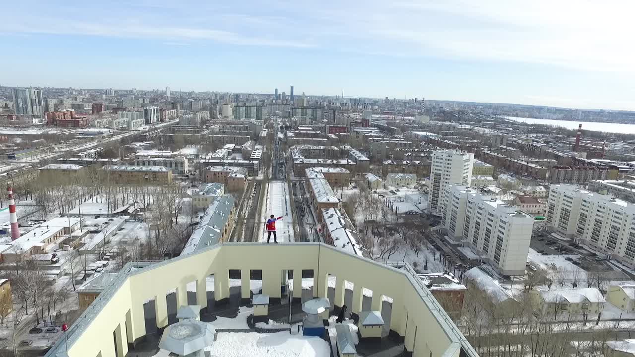 paisaje urbano de invierno vista aérea
