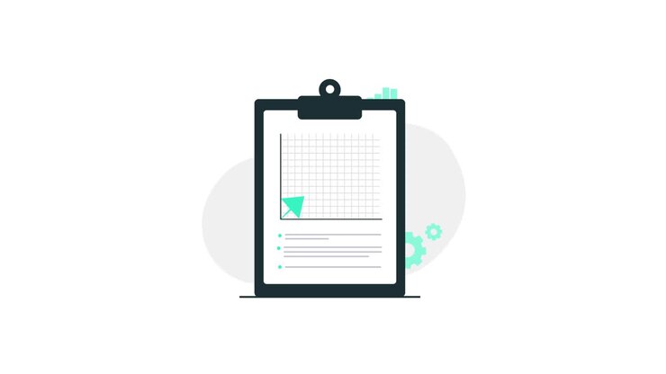 Animated Line Graph Showing Business Growth and Decline on Clipboard