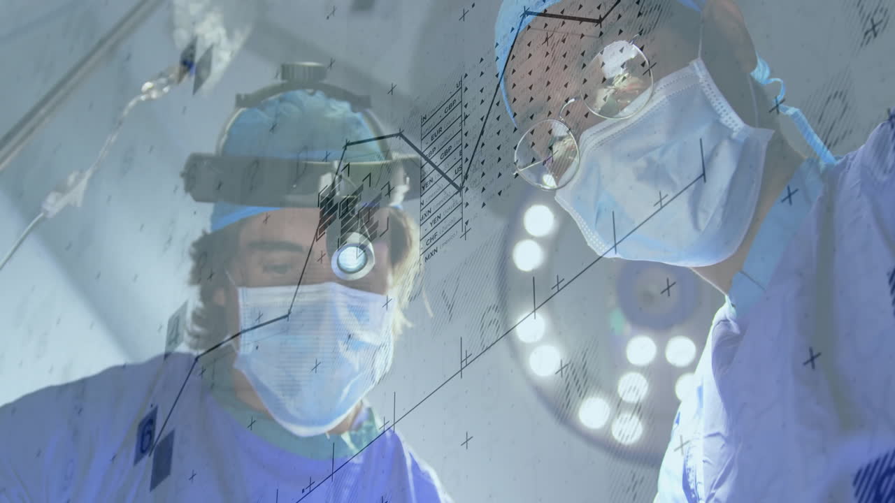 다양한 외과 의사에 대한 금융 데이터 처리의 애니메이션