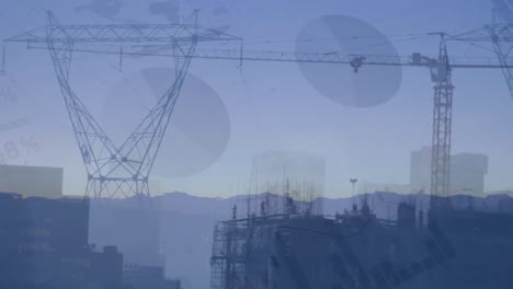 animación de estadísticas y procesamiento de datos sobre el paisaje urbano