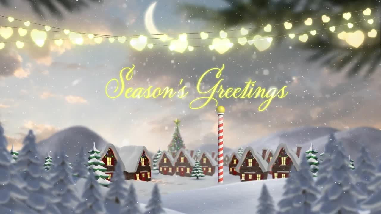 밤에 겨울 풍경 위에 눈이 있는 비디오의 디지털 복합