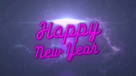 Animation-of-happy-new-year-over-lights-and-sky