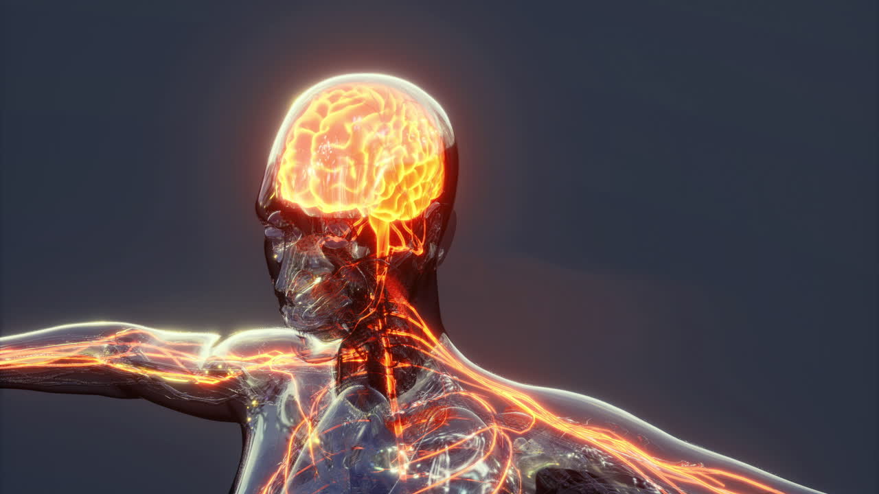 Detailed representation of human brain anatomy highlighting neural pathways