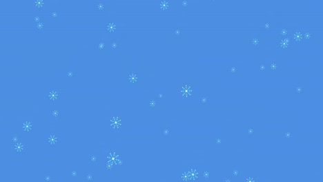 Animación-Digital-De-Múltiples-Iconos-De-Copos-De-Nieve-Cayendo-Sobre-Fondo-Azul