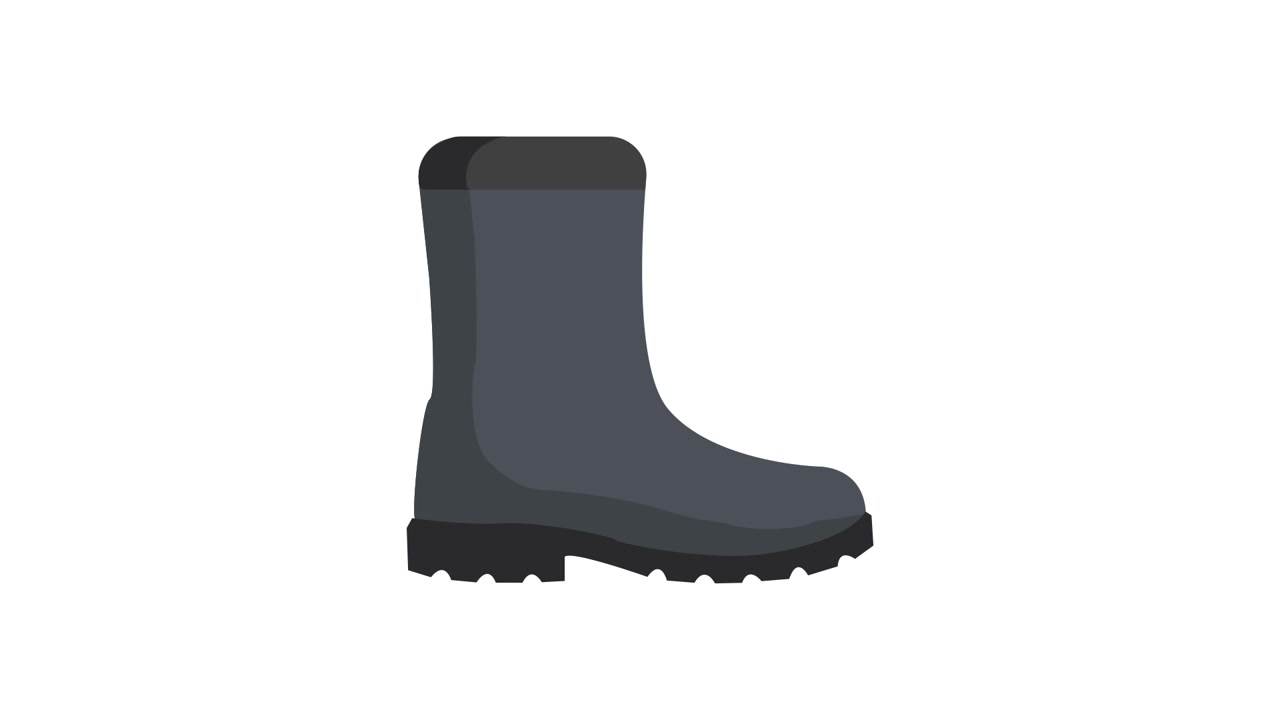 Animiertes graues Stiefel-Symbol auf weißem Hintergrund