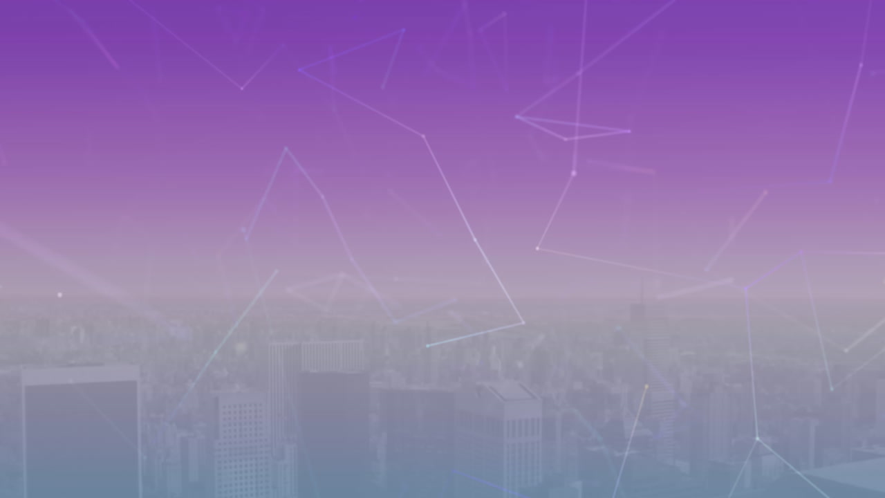 animación de la red de conexiones sobre el paisaje urbano