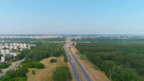 Panoramic-aerial-view-of-Kauans-city-and-A1-highway-road