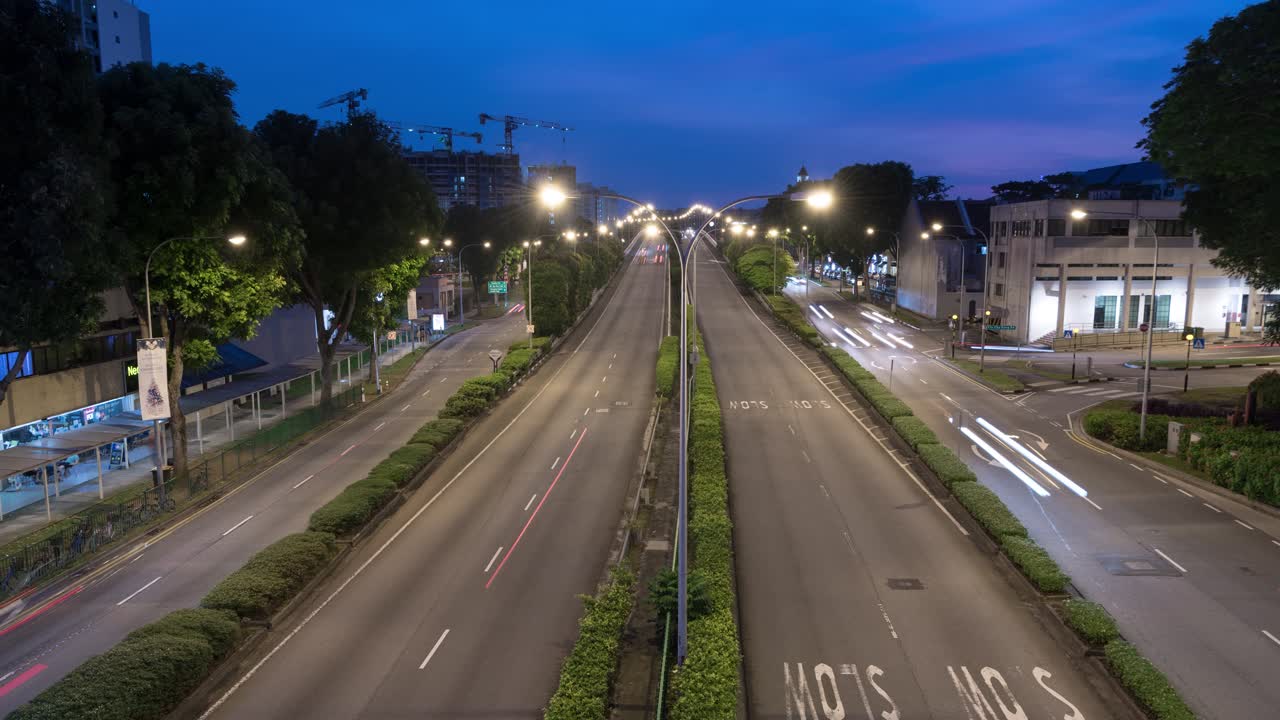 Traffic Time Lapse at Night, Singapore. 4K