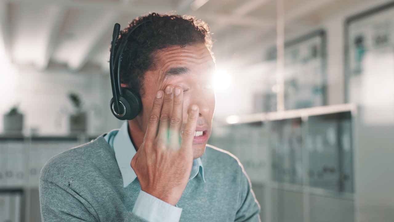 Man wearing headset in office