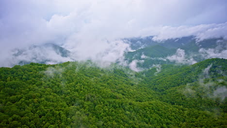 smoky mountains steeped in clouds and mystery from above