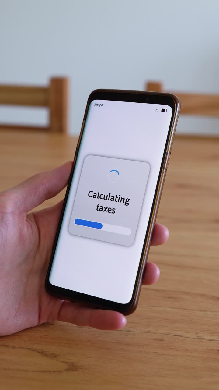 Calcolo delle tasse su un'app per smartphone. Scatto verticale