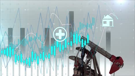 Animation-of-financial-graphs-over-refinery-pump