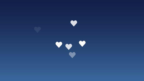 Animación-De-Iconos-De-Corazones-Sobre-Fondo-Azul