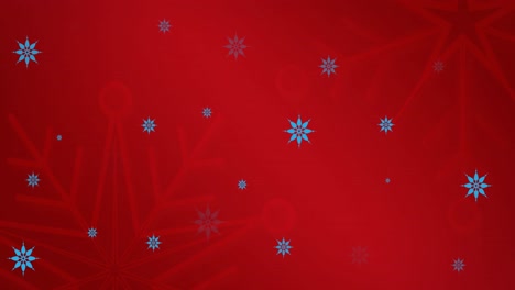 Animation-of-snowflakes-falling-on-red-background