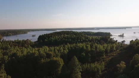 Aerial-of-a-lake-and-forest-in-Sweden