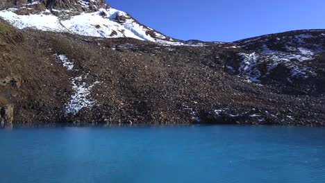 aéreo: lago azul en las montañas de italia