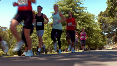 In-high-quality-format-happy-people-running-race-in-park-