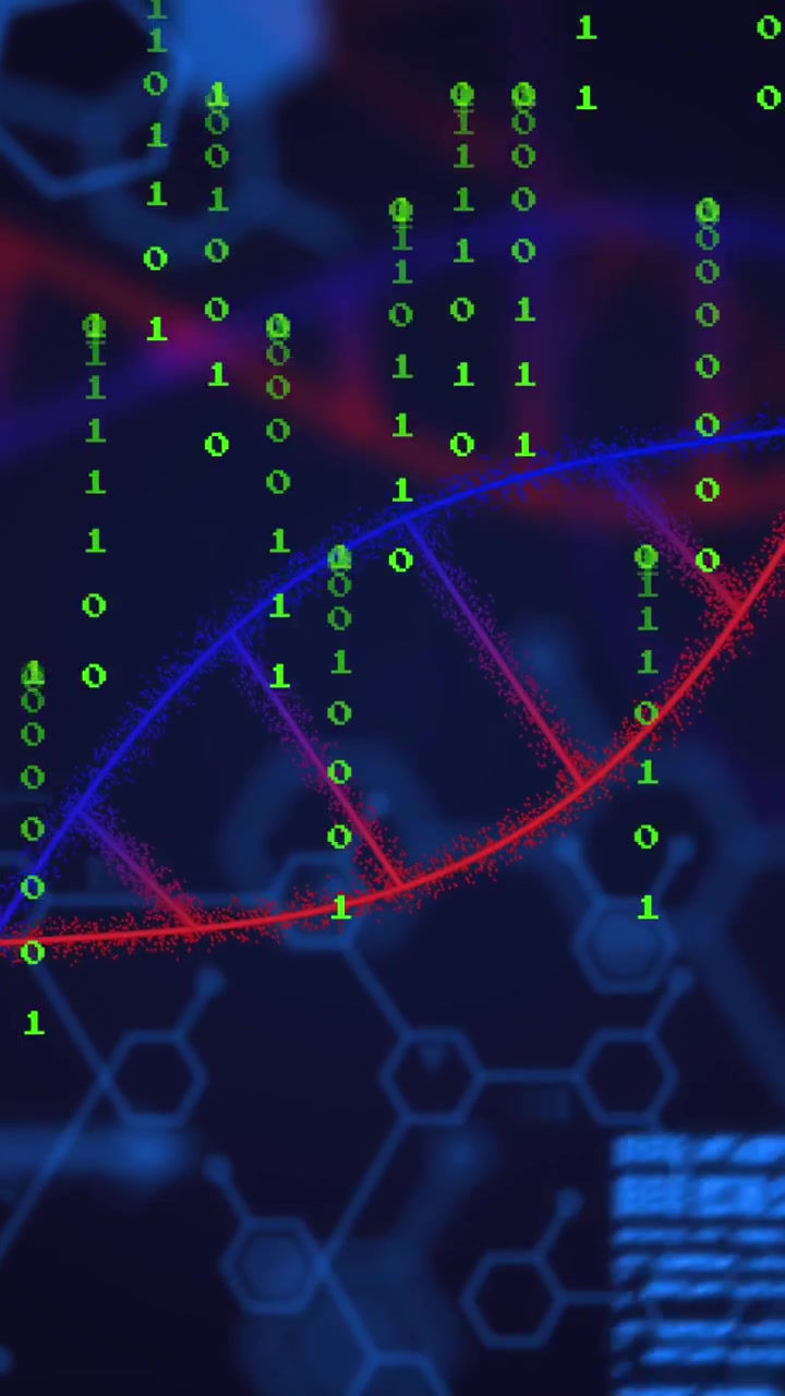 Animation of dna strand over scientific data processing