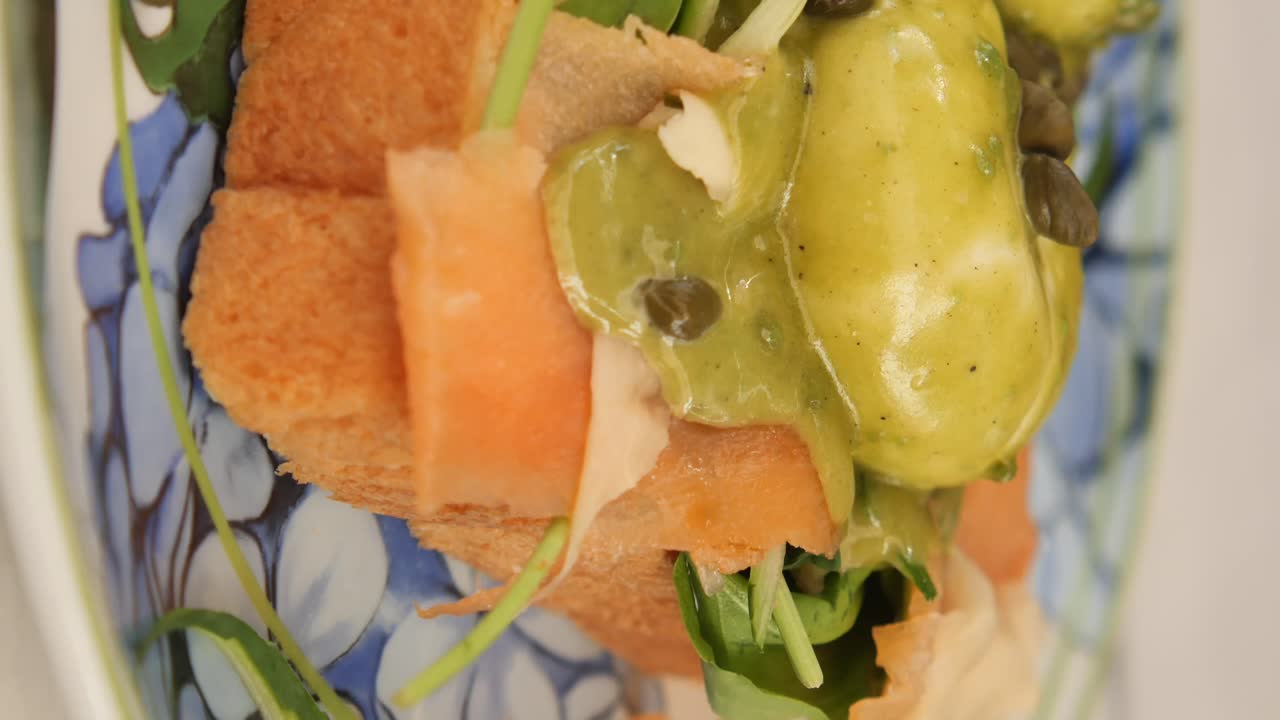 Close-up of a loaded sandwich