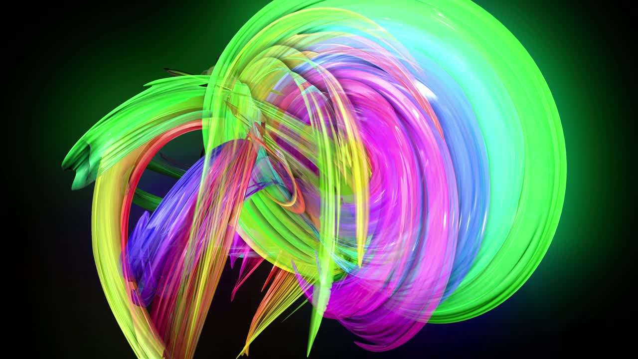 transparent colored lines with a neon glow on a black background. Motion graphics 3d looped background with multicolor colorful rainbow ribbons. Beautiful seamless background in motion design style 28