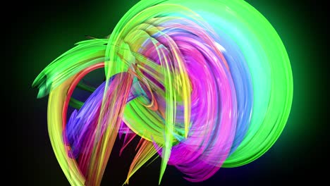transparent colored lines with a neon glow on a black background. motion graphics 3d looped background with multicolor colorful rainbow ribbons. beautiful seamless background in motion design style 28