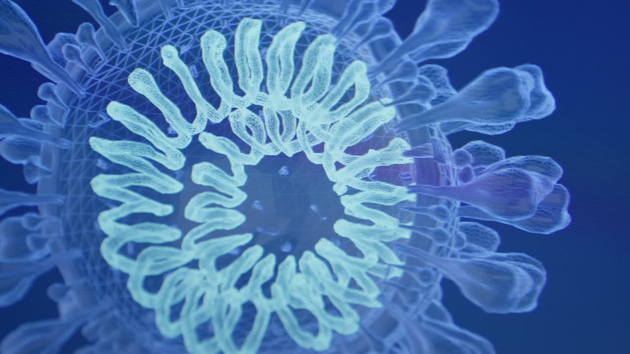 coronavirus y modelos de adn en la pantalla de la computadora. estudiando el daño del adn