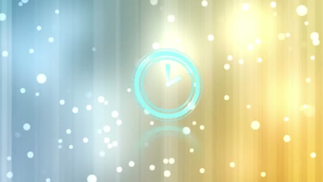 animation of clock moving fast on digital colorful background with dots