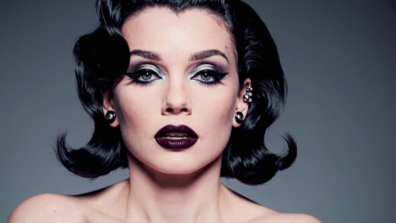 Woman with 1940s-style makeup and hair