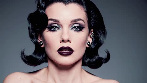 woman with 1940s-style makeup and hair