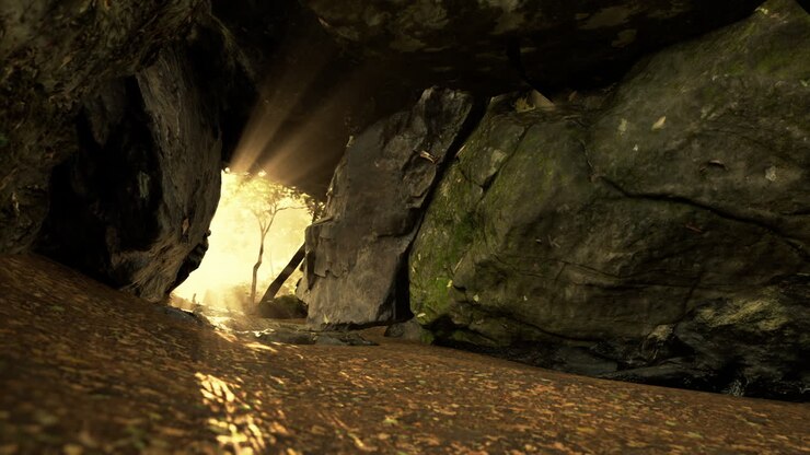 Sunlight Streaming Through a Cave Entrance