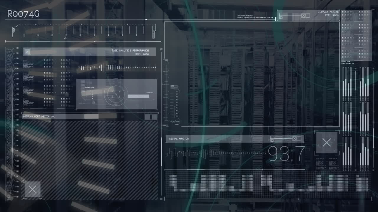 animación del procesamiento de datos y 5g sobre pantalla digital